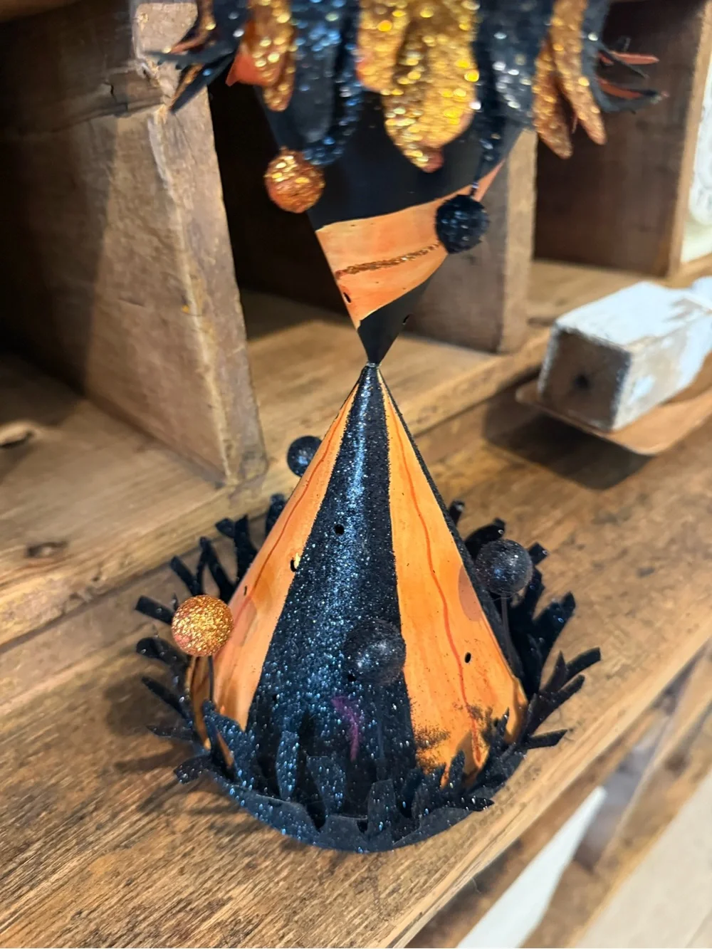 Halloween Metal Black and Orange Candle Holder